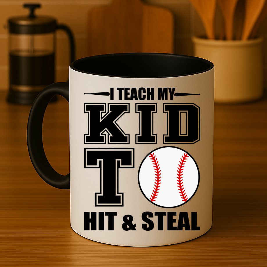 I Teach My Kid To Hit & Steal Baseball Mug