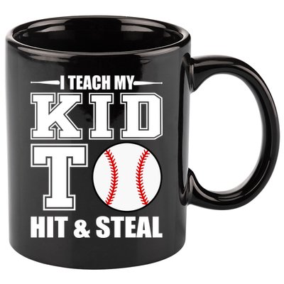 I Teach My Kid To Hit & Steal Baseball 11oz C Handle Ceramic Mug