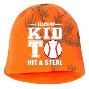 I Teach My Kid To Hit & Steal Baseball Kati - Camo Knit Beanie