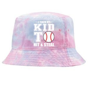 I Teach My Kid To Hit & Steal Baseball Tie-Dyed Bucket Hat