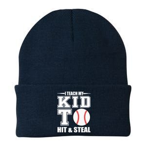 I Teach My Kid To Hit & Steal Baseball Knit Cap Winter Beanie