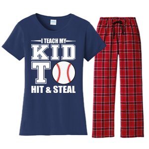 I Teach My Kid To Hit & Steal Baseball Women's Flannel Pajama Set