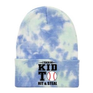 I Teach My Kid To Hit & Steal Baseball Tie Dye 12in Knit Beanie