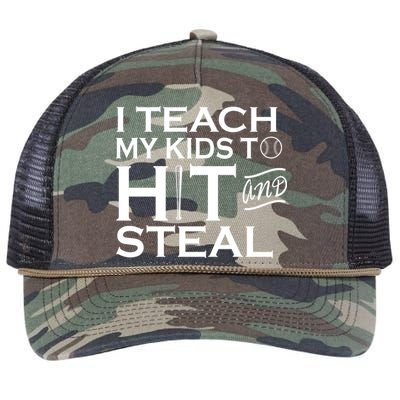 I Teach My Kids To Hit And Steal Retro Rope Trucker Hat Cap