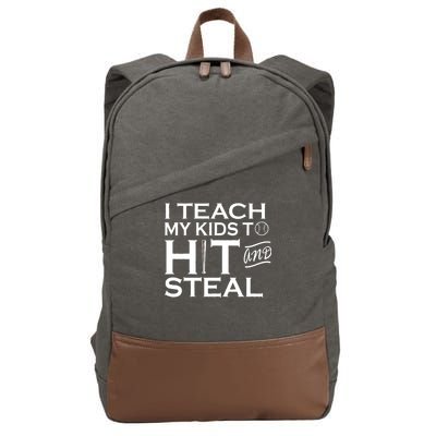 I Teach My Kids To Hit And Steal Cotton Canvas Backpack