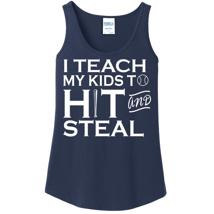 I Teach My Kids To Hit And Steal Ladies Essential Tank