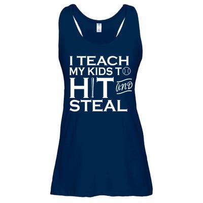 I Teach My Kids To Hit And Steal Ladies Essential Flowy Tank