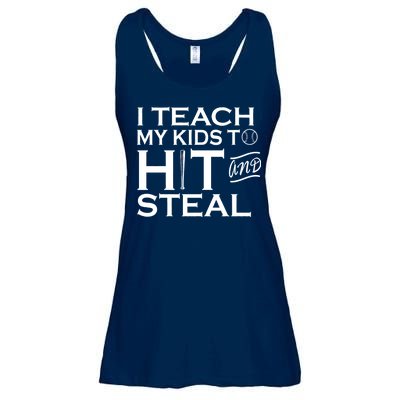 I Teach My Kids To Hit And Steal Ladies Essential Flowy Tank