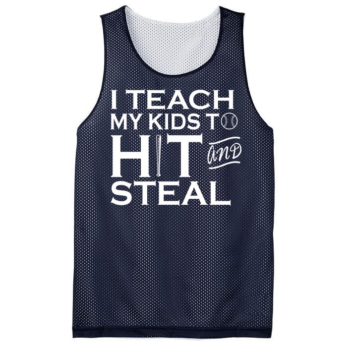 I Teach My Kids To Hit And Steal Mesh Reversible Basketball Jersey Tank