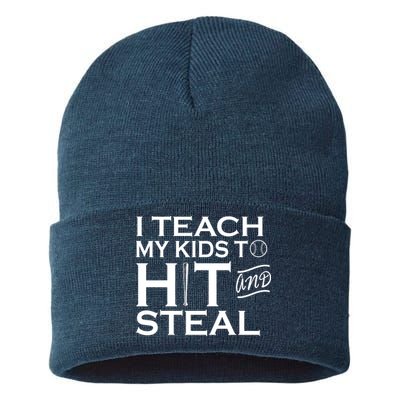 I Teach My Kids To Hit And Steal Sustainable Knit Beanie