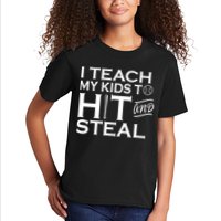 I Teach My Kids To Hit And Steal Kids T-Shirt