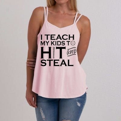 I Teach My Kids To Hit And Steal Women's Strappy Tank