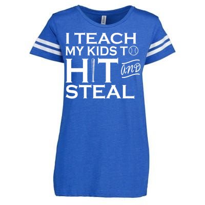 I Teach My Kids To Hit And Steal Enza Ladies Jersey Football T-Shirt