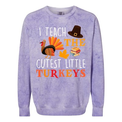 I Teach The Cutest Little Turkeys Colorblast Crewneck Sweatshirt