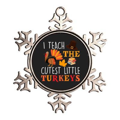 I Teach The Cutest Little Turkeys Metallic Star Ornament