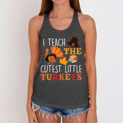 I Teach The Cutest Little Turkeys Women's Knotted Racerback Tank