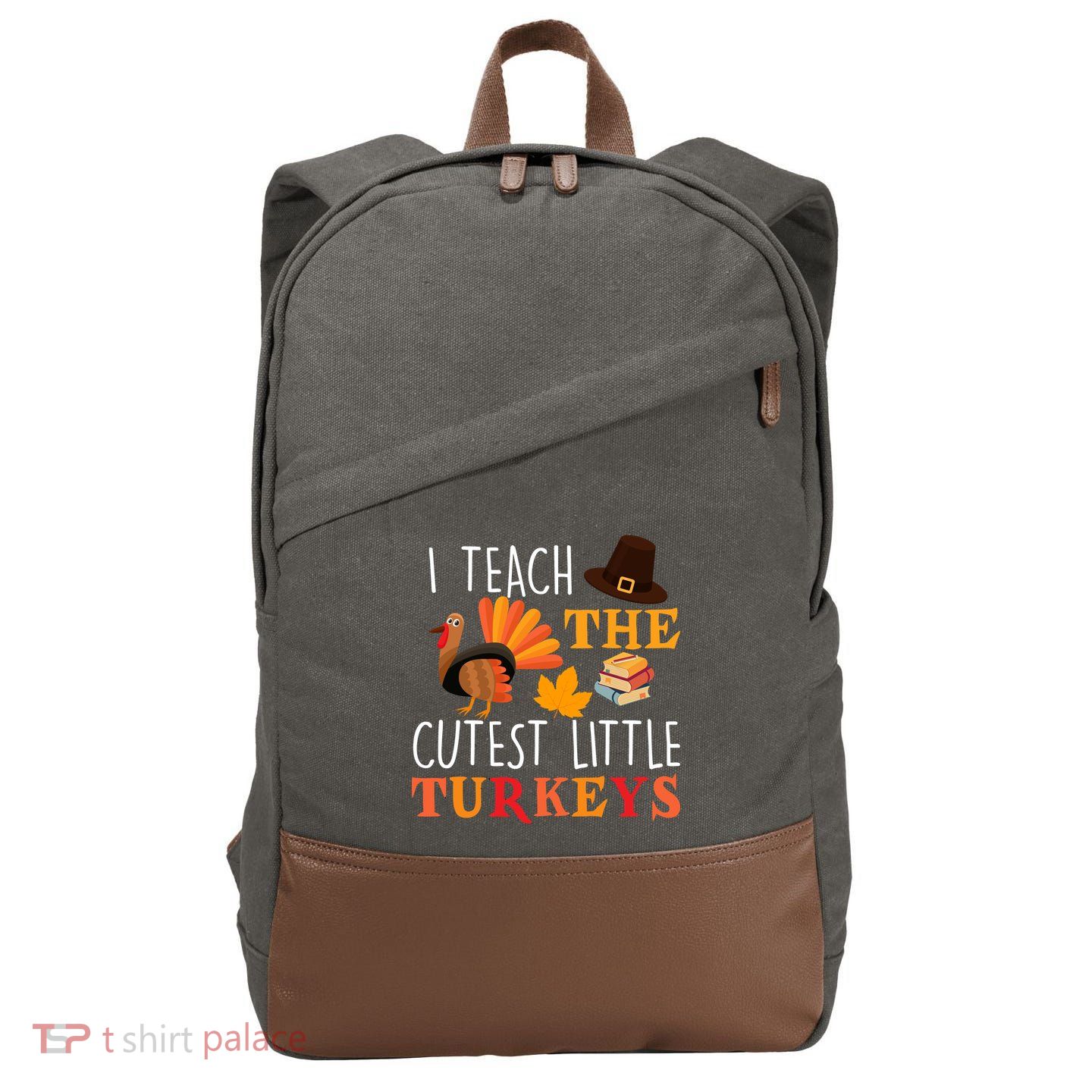 I Teach The Cutest Little Turkeys Cotton Canvas Backpack