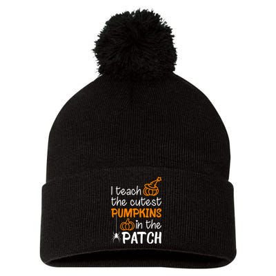 I Teach The Cutest Pumpkins in the Patch Halloween Teacher Pom Pom 12in Knit Beanie