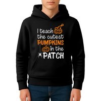 I Teach The Cutest Pumpkins in the Patch Halloween Teacher Kids Hoodie