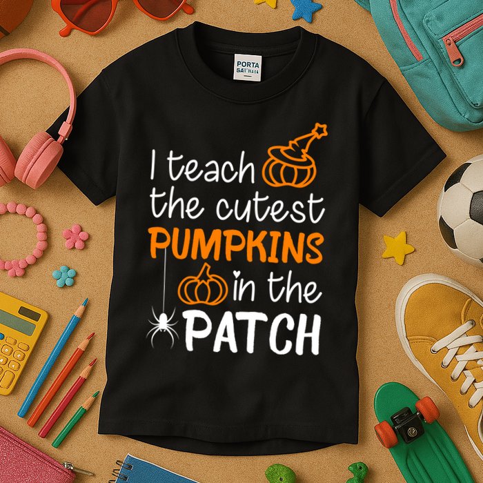 I Teach The Cutest Pumpkins in the Patch Halloween Teacher Kids T-Shirt