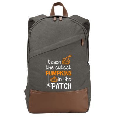 I Teach The Cutest Pumpkins in the Patch Halloween Teacher Cotton Canvas Backpack