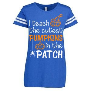 I Teach The Cutest Pumpkins in the Patch Halloween Teacher Enza Ladies Jersey Football T-Shirt