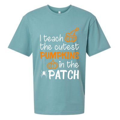 I Teach The Cutest Pumpkins in the Patch Halloween Teacher Sueded Cloud Jersey T-Shirt