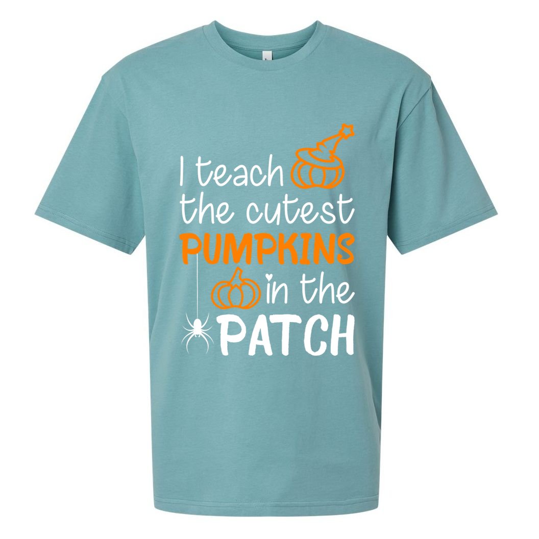 I Teach The Cutest Pumpkins in the Patch Halloween Teacher Sueded Cloud Jersey T-Shirt