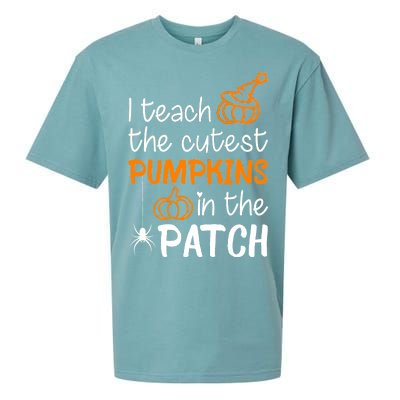 I Teach The Cutest Pumpkins in the Patch Halloween Teacher Sueded Cloud Jersey T-Shirt