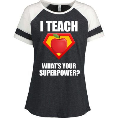 I Teach What Your Superpower? Enza Ladies Jersey Colorblock Tee