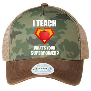 I Teach What Your Superpower? Funny Teacher Legacy Tie Dye Trucker Hat