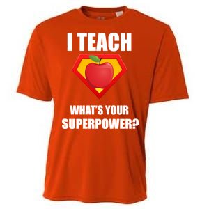 I Teach What Your Superpower? Funny Teacher Cooling Performance Crew T-Shirt