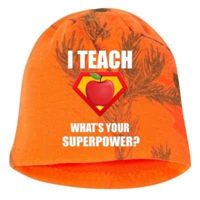 I Teach What Your Superpower? Funny Teacher Kati - Camo Knit Beanie