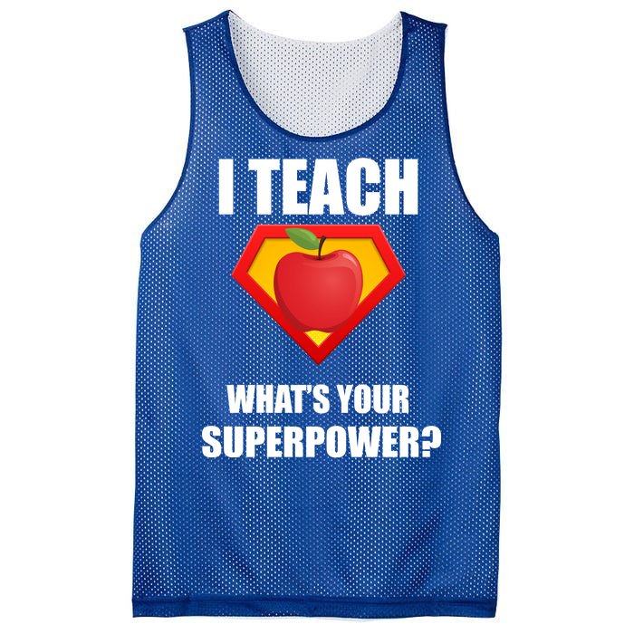 I Teach What Your Superpower? Funny Teacher Mesh Reversible Basketball Jersey Tank