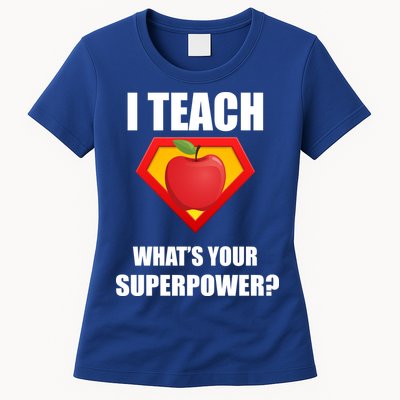 I Teach What Your Superpower? Funny Teacher Womens T-Shirt