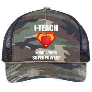 I Teach What Your Superpower? Funny Teacher Retro Rope Trucker Hat Cap