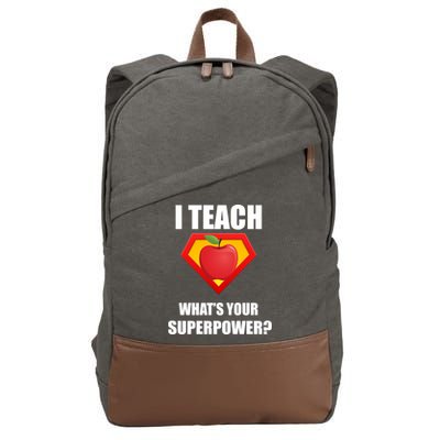 I Teach What Your Superpower? Funny Teacher Cotton Canvas Backpack