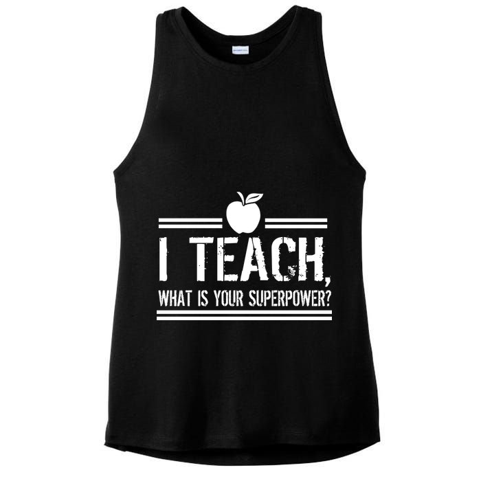 I Teach What's Your Super Power Funny Ladies PosiCharge Tri-Blend Wicking Tank