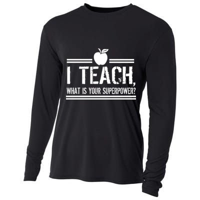 I Teach What's Your Super Power Funny Cooling Performance Long Sleeve Crew