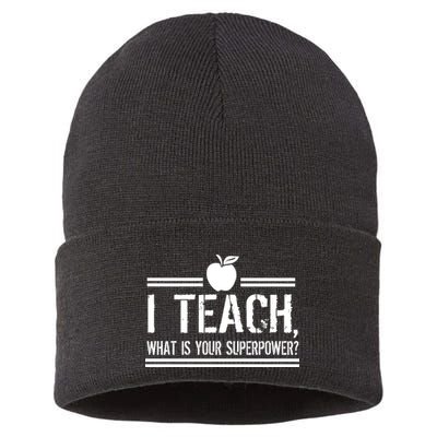 I Teach What's Your Super Power Funny Sustainable Knit Beanie
