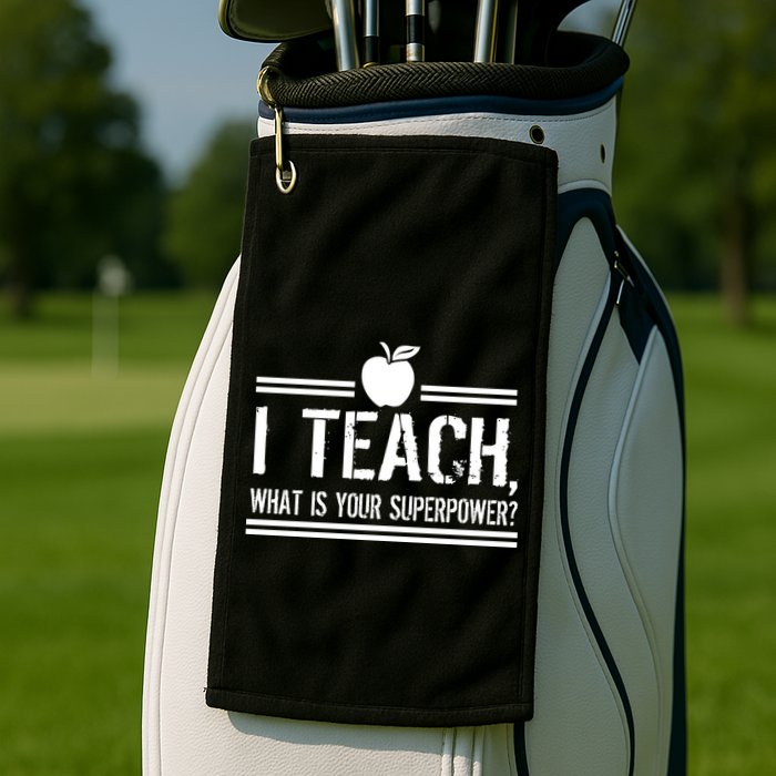 I Teach What's Your Super Power Funny Golf Towel