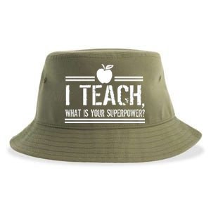 I Teach What's Your Super Power Funny Sustainable Bucket Hat