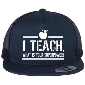 I Teach What's Your Super Power Funny Flat Bill Trucker Hat