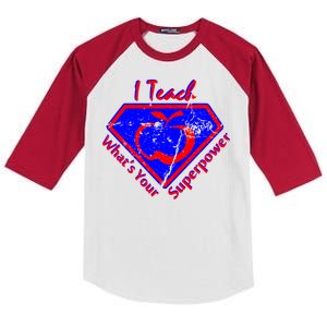 I Teach What's Your Superpower  Kids Colorblock Raglan Jersey