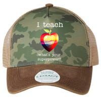 I Teach What's Your Superpower? Teachers Apple Legacy Tie Dye Trucker Hat