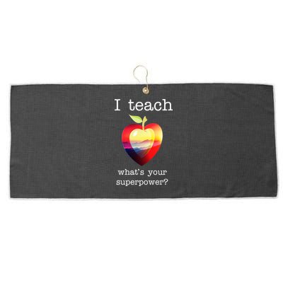 I Teach What's Your Superpower? Teachers Apple Large Microfiber Waffle Golf Towel
