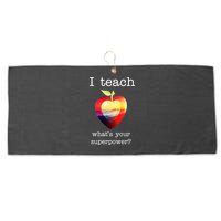 I Teach What's Your Superpower? Teachers Apple Large Microfiber Waffle Golf Towel