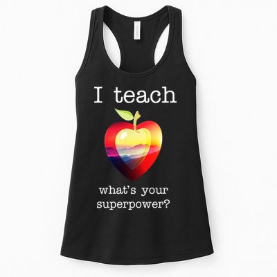 I Teach What's Your Superpower? Teachers Apple Womens Tank Top