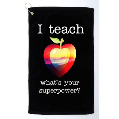 I Teach What's Your Superpower? Teachers Apple Golf Towel