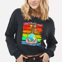I Think To Myself What A Wonderful World Cropped Pullover Crew